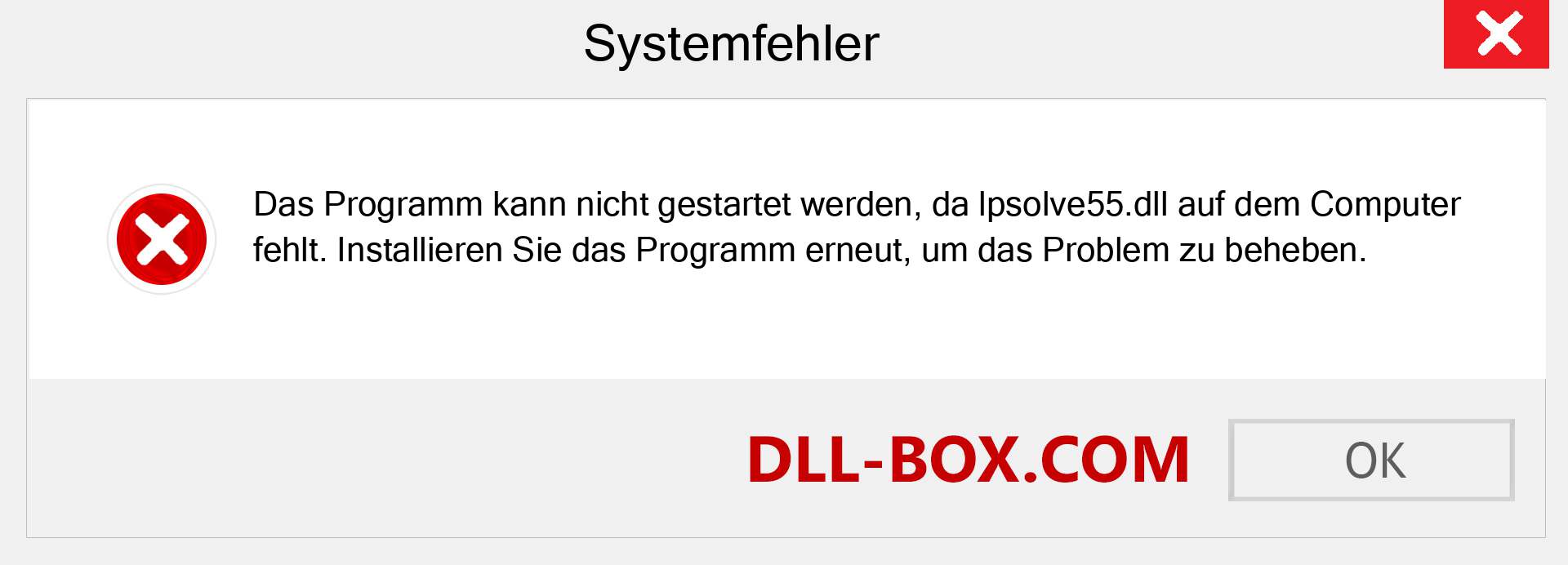 lpsolve55.dll-Datei fehlt?. Download für Windows 7, 8, 10 - Fix lpsolve55 dll Missing Error unter Windows, Fotos, Bildern